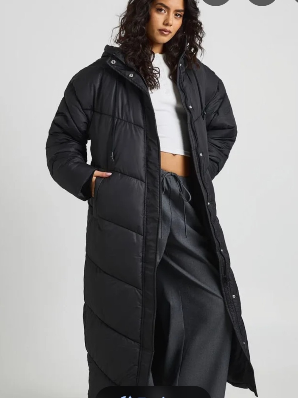 Banana Republic women’s Long Black Puffer Coat with Hood - small